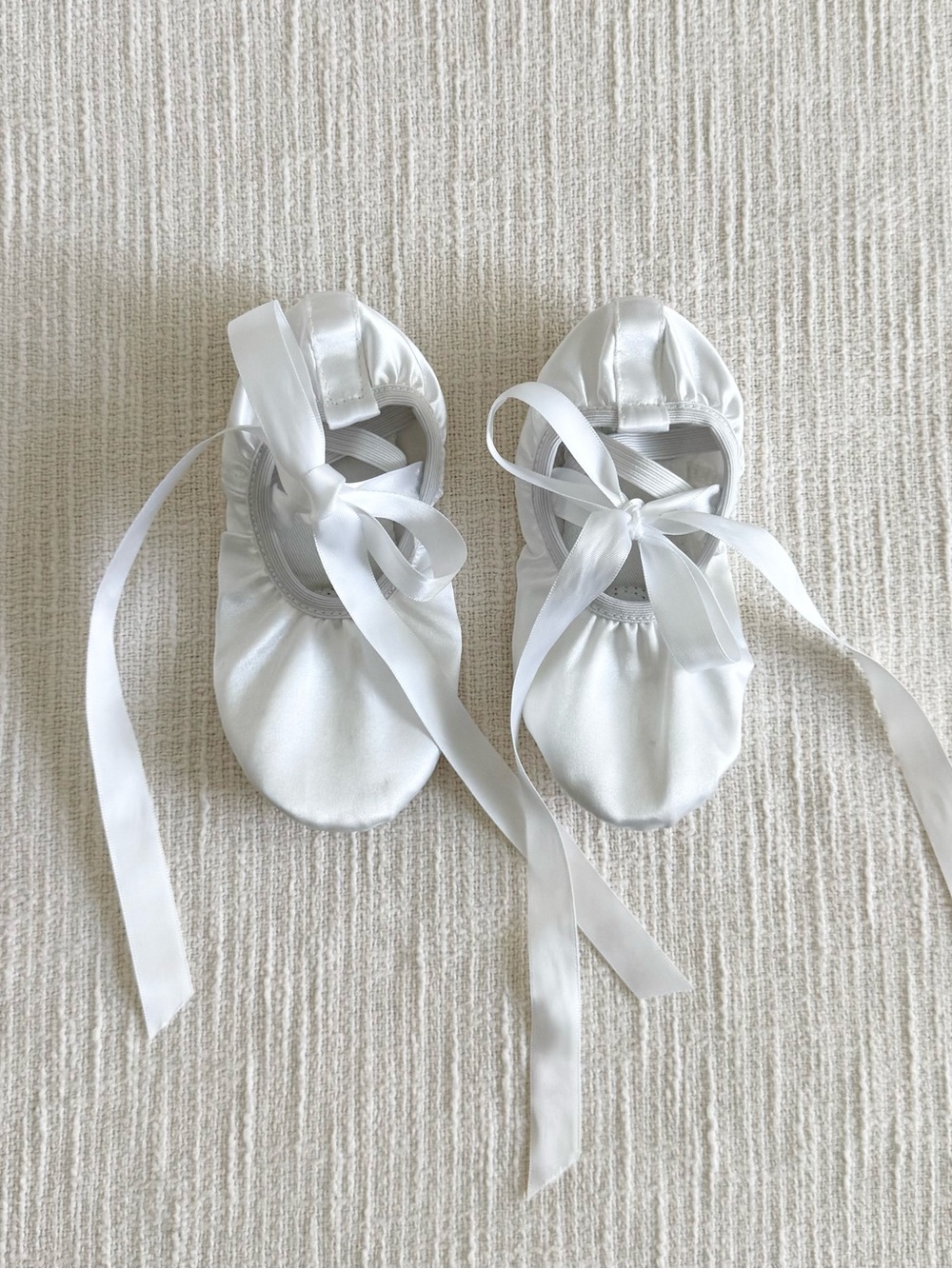 White Satin Ballet Tie Shoes for Kids